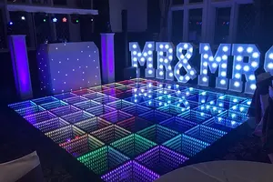 Piste de danse miroir magnétique sans fil 3D à led infini Plancher de danse interactif en verre trempé portable pour disco de fête de mariage