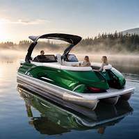 Bateau ponton en aluminium luxueux pour 12 personnes, maniement sans effort, console de salon électrique, direction hydraulique, pêche en lac