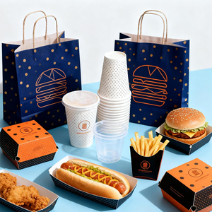 Emballage alimentaire en papier kraft, logo personnalisé, boîte à emporter pour hamburgers et poulet frit, gaufrage, contenants jetables pour la restauration rapide, vente en gros - Product Image 2