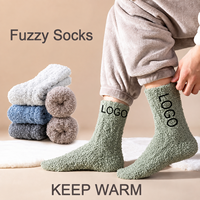 Chaussettes douces et moelleuses personnalisées avec logo, chaussettes d'hiver confortables et chaudes, chaussettes de lit unisexes, chaussettes de couleur unie, vente en gros