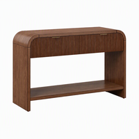 Table console moderne en MDF à bords arrondis, gain de place, écologique, avec 2 tiroirs pour salon
