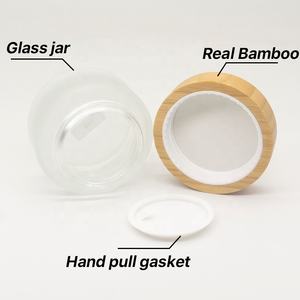 Botol Kosmetik Kosong Bulat dari Bambu 100ml, Botol Kaca Kayu Buram dengan Tutup Bambu - Product Image 4