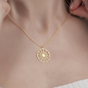 Fashionable 18k Gold Plated Spiral Sun Necklace Sun Symbol Pendant Eternal <strong>Sunshine</strong> Jewelry Spiritual Charm Boho Style <strong>Gift</strong> - Product Image 2