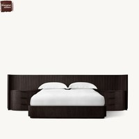 Modernes Amerikanisches Vintage Massivholz Eichen-Kingsize-Doppelbett mit Nachttisch-Set - Wohnmöbel mit Anpassbaren Funktionen aus Nantong