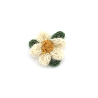 Applique florale en laine au crochet de 5 cm, feuilles vertes, cœur, fil fait main pour vêtements d'enfants, sacs, chapeaux, accessoires pour cheveux, décoration de couture DIY