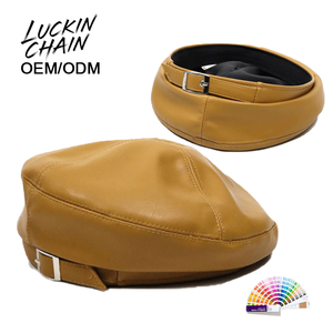 Luckin Chain <b>Women</b> PU Leather <b>Beret</b> Adjustable Buckle Octagonal Cap Fashion Spring Autumn Adult Hat - Product Image 1