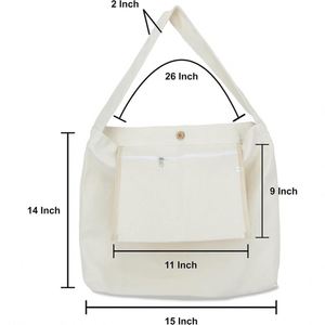 Custom Large Capacity <b>Navy</b> Blue Canvas <b>Tote</b> <b>Bag</b> Eco Friendly Cotton Shoulder Handbag Zipper for Autumn Shopping Travel Handbags - Product Image 2