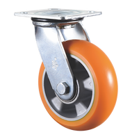VIMA Orange 5 pouces roulette pivotante roue frein latéral PU aluminium roulette robuste 450kg roulette industrielle pour chariot