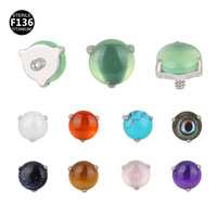 GETTA F136 Bijoux de piercing en tungstène et pierre naturelle, à filetage interne, pour lèvre, oreille et clou d'oreille, vente en gros directe usine