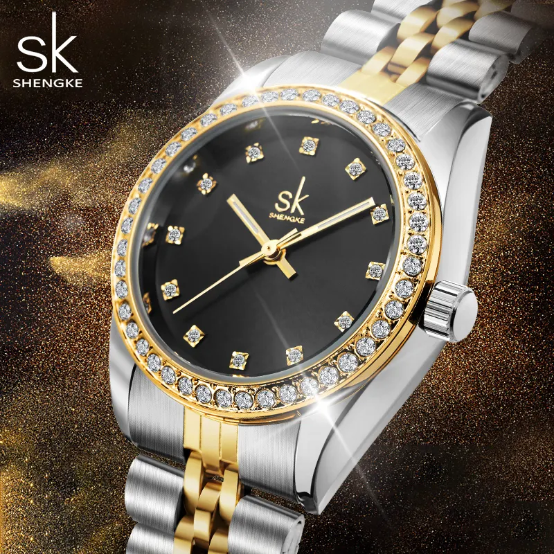 Shengke Stainless Steel Ladies Watch Classic Design Women Wristwatch Luxury Brand Quartz Watch For Woman Waterproof Reloj Mujer