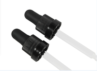 Bouchon compte-gouttes en plastique 18/410 anti-effraction, strié, mat, avec pipette en verre et bouchon à vis pour huiles essentielles