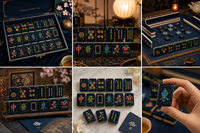 Set Mahjong Akrilik Amerika dengan Kartu Biru Tua, Ubin Barat Cetak Khusus untuk Pertemuan di Rumah, Hadiah, dan Perjalanan