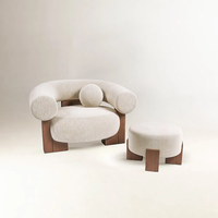 Salon nordique moderne populaire 1 siège fauteuil canapé cadre en bois massif lin tissu couvre salon paresseux chaise simple