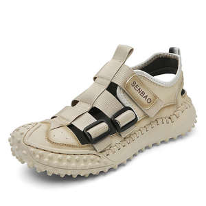 Sandales de plage pour hommes, nouvelles chaussures décontractées ajourées, été 2023, grandes tailles, respirantes, en cuir, pour l'extérieur, baskets de course en caoutchouc - Product Image 4