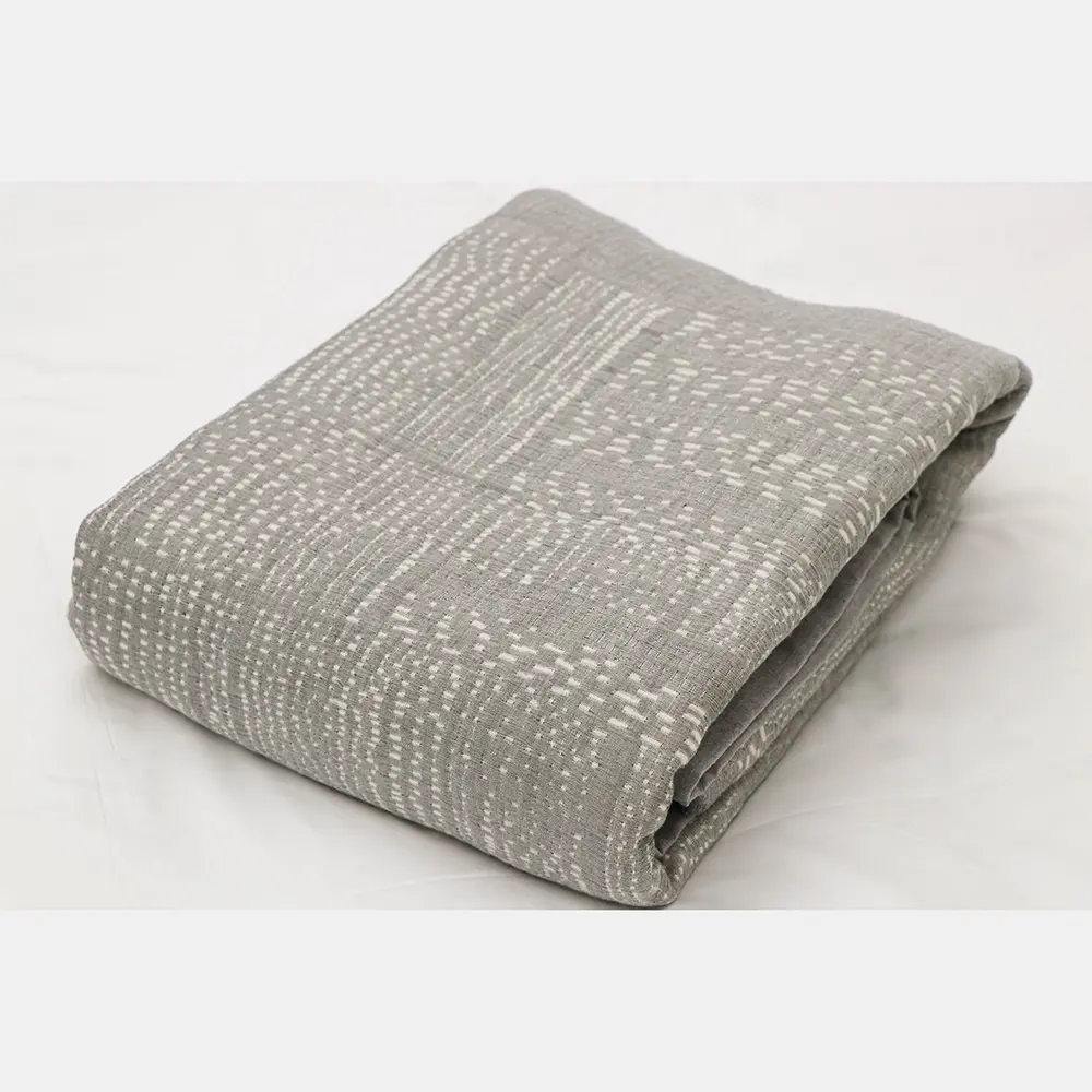 Cozy Grey Dot White Cotton Striped Throw Blanket Yarn-Dyed Jacquard Best for Cellular Cooling Armchair Summer Child Gift King