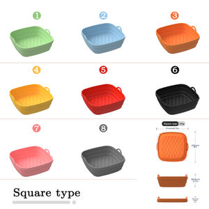 Nouvelles doublures carrées et rectangulaires en silicone pour friteuse à air, plateau de cuisson pliable pour friteuse à air double, pot en silicone - Product Image 2