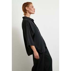 Camisa Moderna Romántica Fluida para Mujer, Blusa Negra de Chifón para Uso Diario, Estilo Ecológico - Product Image 4