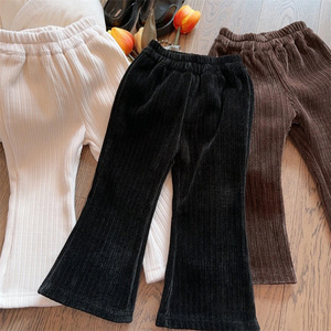 Baby Girl Corduroy Flared <b>Pants</b> Fleece <b>Lined</b> Thick Long Casual Korean Style Solid Color Cotton Fabric Autumn Winter - Product Image 2