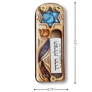 Étoile <span class=keywords><strong>de</strong></span> David en bois Judaica juive, Mezuzah avec rouleau <span class=keywords><strong>de</strong></span> prière du <span class=keywords><strong>voyageur</strong></span> - Product Image 2