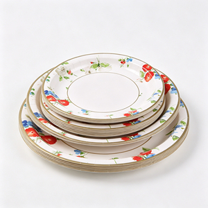 Assiettes et bols jetables <span class=keywords><strong>en</strong></span> papier à motifs écologiques et biodégradables <span class=keywords><strong>en</strong></span> gros pour les fêtes, les mariages, les restaurants et les réunions - Product Image 5