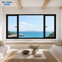 Ventana Corredera de Aluminio de Alta Resistencia para Villa Moderna con Vista Panorámica, Vidrio Amplio y Diseño de Marco Oscuro