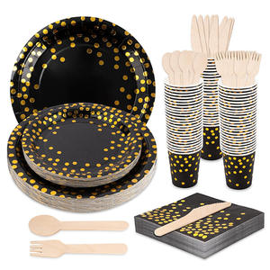 Gobelets en <span class=keywords><strong>papier</strong></span> jetables imprimés sérigraphiés à pois noirs, effet bronzé, luxe léger, design personnalisable, haute qualité, vente en gros - Product Image 1