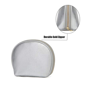 Sac à cosmétiques en cuir PU, trousse de toilette de voyage pour femmes, sac à maquillage en forme de coquille, portefeuille à fermeture éclair, porte-monnaie - Product Image 4