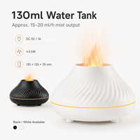 Diffuseur d'arômes à ultrasons effet flamme, 130 ml, 7 couleurs changeantes, pour décoration intérieure moderne