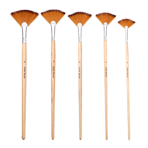 Zhuting Simple Style ventilateur <span class=keywords><strong>aquarelle</strong></span> <span class=keywords><strong>pinceau</strong></span> ensemble 5 pièces en bois Nylon cheveux Art pinceaux pour la peinture - Product Image 2