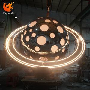 Escultura Luminosa de Acero Inoxidable con Forma de Planeta, Decoración de Estilo Tecnológico para Centros Comerciales, Instalación Artística de Moda para Plazas - Product Image 3