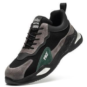 Chaussures de sécurité pour hommes respirantes, <span class=keywords><strong>anti</strong></span>-odeurs, <span class=keywords><strong>anti</strong></span>-chocs, <span class=keywords><strong>anti</strong></span>-perforation, légères, confortables, avec empeigne en maille et semelle extérieure en caoutchouc à profil bas - Product Image 1
