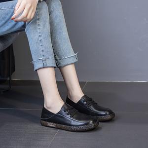 Chaussures décontractées en cuir véritable pour femme, modèle 2026, style baskets blanches à double usage, pour le travail ou les infirmières, à lacets, en cuir souple, à talon plateforme - Product Image 3