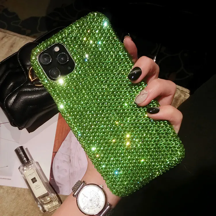 Funda protectora barata con diamantes brillantes para iPhone, funda a la moda para mujer, funda llamativa con diamantes de imitación para iPhone 14 Plus