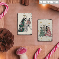 Letrero Metálico de Árbol de Navidad, Decoración de Pared con Diseño de Árbol de Navidad Aterrador y Festivo para Casa de Campo, Bar o Adorno