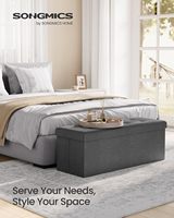 Banc de rangement pliant en tissu MAZIE Collection 43 pouces, repose-pieds, coffre de rangement pour la fin du lit, capacité de charge 660 lb, pour salon, chambre, entrée