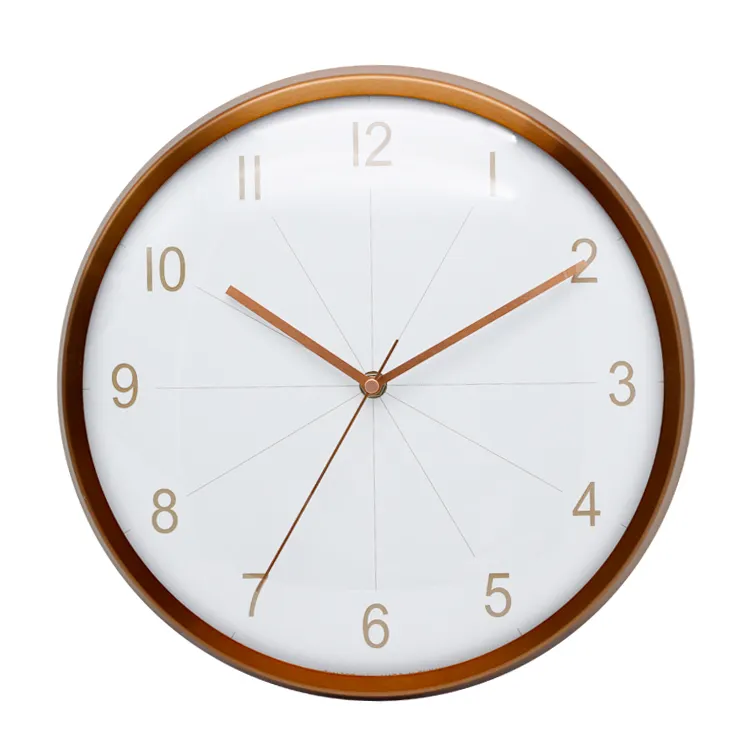 Rose Gold European Style Convex Glass Wall Clock Home Decorative Round Modern Silent Light Luxury Fashion Metal Clock
