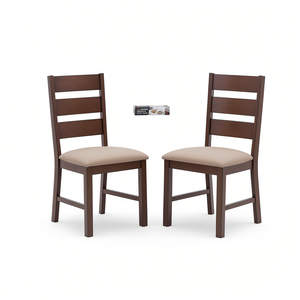 Juego de 2 Sillas de Comedor de Madera Maciza con Respaldo en Escalera y Asiento Acolchado de Tela, Muebles Modernos para Comedor - Product Image 1