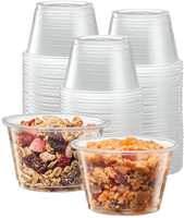 Gobelets à sauce jetables transparents personnalisés en PP/PET/PLA de 1/2/4 oz avec couvercle à charnière, écologiques, recyclables, de qualité alimentaire, pour sauces