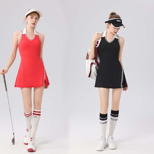 Vestido de tenis de secado rápido con ribetes en contraste, antidesgarros, con almohadillas de sujetador incorporadas y cintura recortada, ideal para correr al aire libre. - Product Image 2