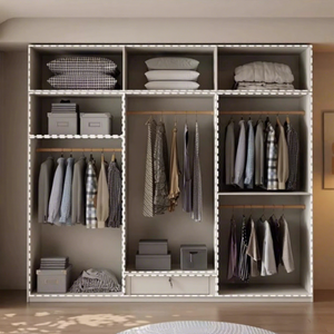 Hinged Door Wardrobe <b>Large</b> Capacity Bedroom Storage Cabinet With <b>Desk</b> Combination For Home Use - Product Image 1