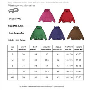 Manteau à capuche en molleton 100 % coton, style américain, coupe ample, délavé, pour homme, collection automne-hiver, marque RQ, modèle transfrontalier - Product Image 5