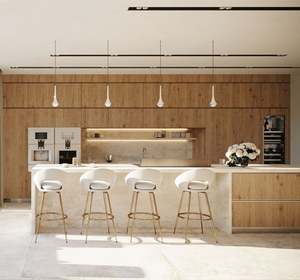 Muebles de Cocina Modulares Personalizados de Madera Maciza, Gabinetes de Panel para el Hogar y la Cocina con Accesorios - Product Image 1