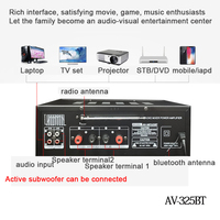 Amplificateur BT 325BT 8000W 110/220V Audio Stéréo Numérique avec Prise en Charge USB SD FM DVD AUX et Entrée Microphone 4 Voies avec Télécommande