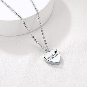 Gioielli per la cremazione in acciaio inossidabile a forma di cuore umano per animali domestici collana commemorativa ciondolo con osso cenere-l'amore è più forte della morte - Product Image 4