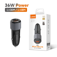 Chargeur de voiture LDNIO C510Q, accessoires de charge rapide, double USB 36W QC3.0, port USB A, port PD C avec câble de données pour la charge de téléphone