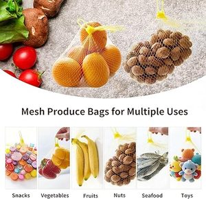 Eco Friendly Reusable Washable Mesh Produce Bags, Drawstring Vegetable Fruit <b>Storage</b> Net Bags - Product Image 2