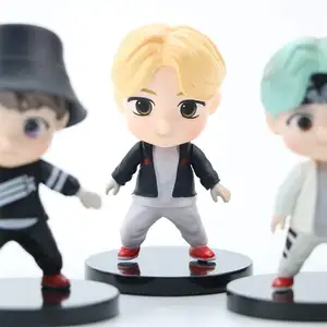 3D卡哇伊韩国流行歌星可爱卡通定制尺寸Kpop偶像团体邦坦男孩模型娃娃雕像动作人物