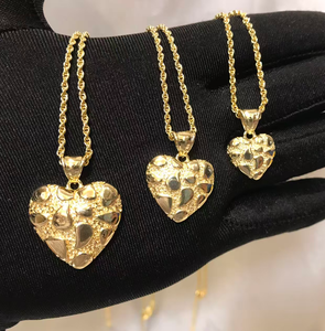 Hip Hop Benzersiz Tasarım Altın Parçası Elmas Kesim Kalp Şeklinde Charm Kolye Kadınlar/Erkekler İçin Takı - Product Image 1