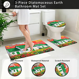 Ensemble <span class=keywords><strong>de</strong></span> <span class=keywords><strong>tapis</strong></span> <span class=keywords><strong>de</strong></span> bain en polyester 3 pièces personnalisable, fabriqué à la machine, antidérapant, imperméable, écologique, résistant aux rayures, avec <span class=keywords><strong>tapis</strong></span> <span class=keywords><strong>de</strong></span> toilette en forme <span class=keywords><strong>de</strong></span> U - Product Image 1