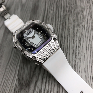 Reloj de lujo para mujer, reloj de pulsera mecánico con diamantes, caja de acero inoxidable, fecha <span class=keywords><strong>grande</strong></span>, correa blanca superluminosa, reloj con diamantes - Product Image 5